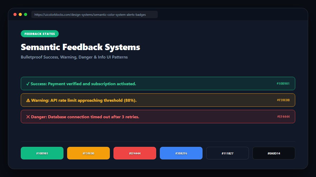 Semantic UI Colors: Success, Warning, Danger & Info Visual Architecture