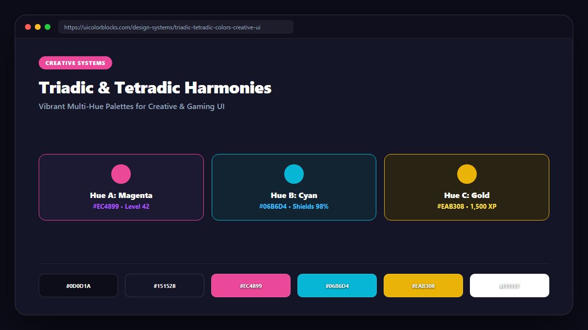 Triadic & Tetradic Colors: Bold Schemes for Creative & Gaming Apps